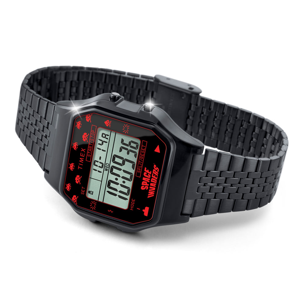 Timex 80 Space Invaders Digital 34mm Stainless Steel Band