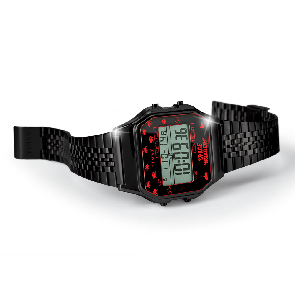 Timex 80 Space Invaders Digital 34mm Stainless Steel Band