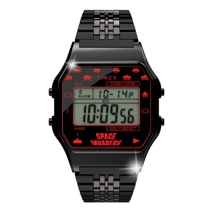 Timex 80 Space Invaders Digital 34mm Stainless Steel Band