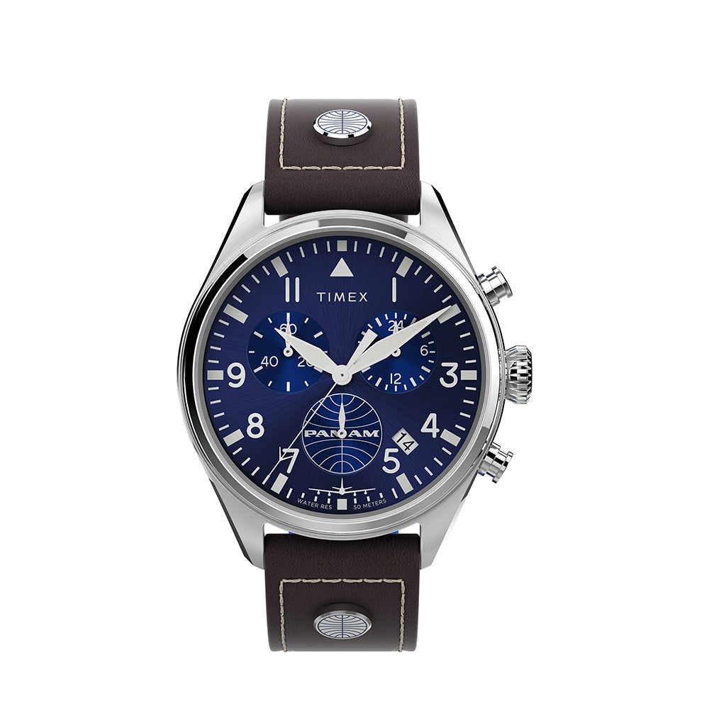 Timex x Pan Am Chronograph 42mm Leather Band – Timex Philippines