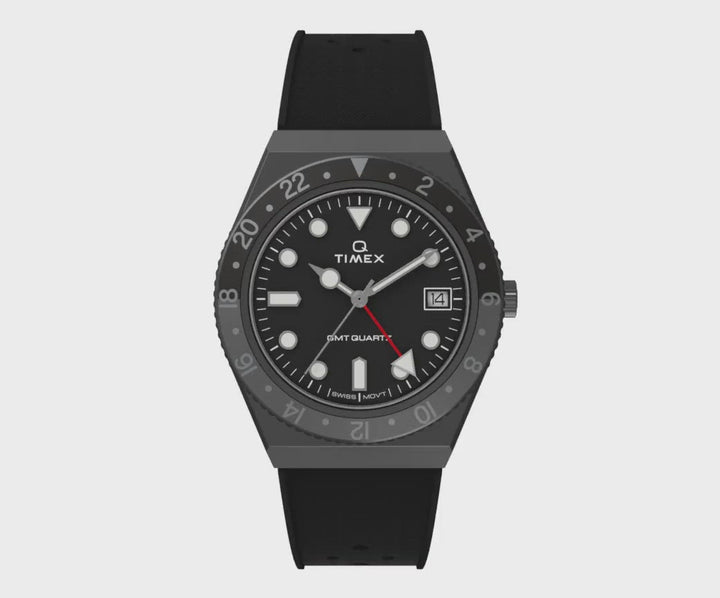 Q Timex Diver GMT  38mm Rubber Band