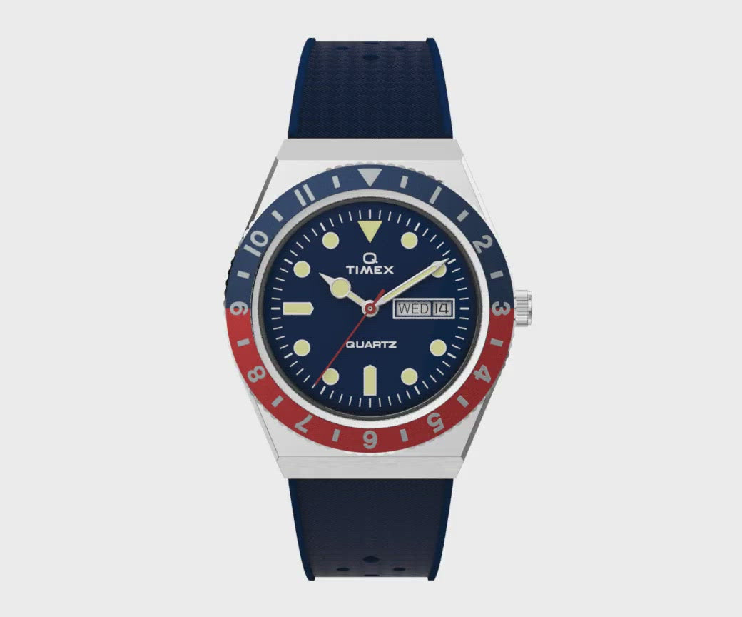 Q Timex Diver Date 38mm Rubber Band